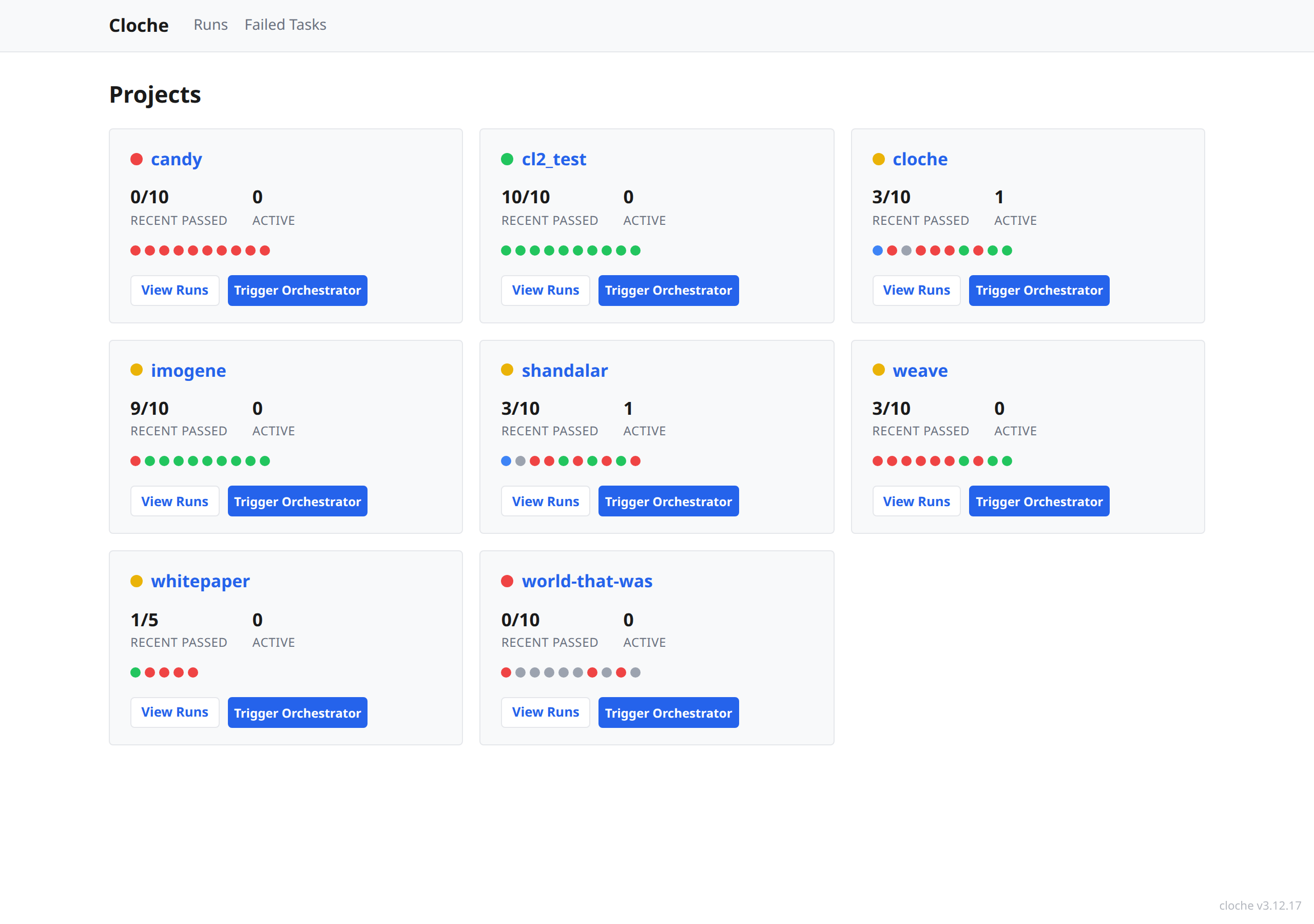 Projects landing page