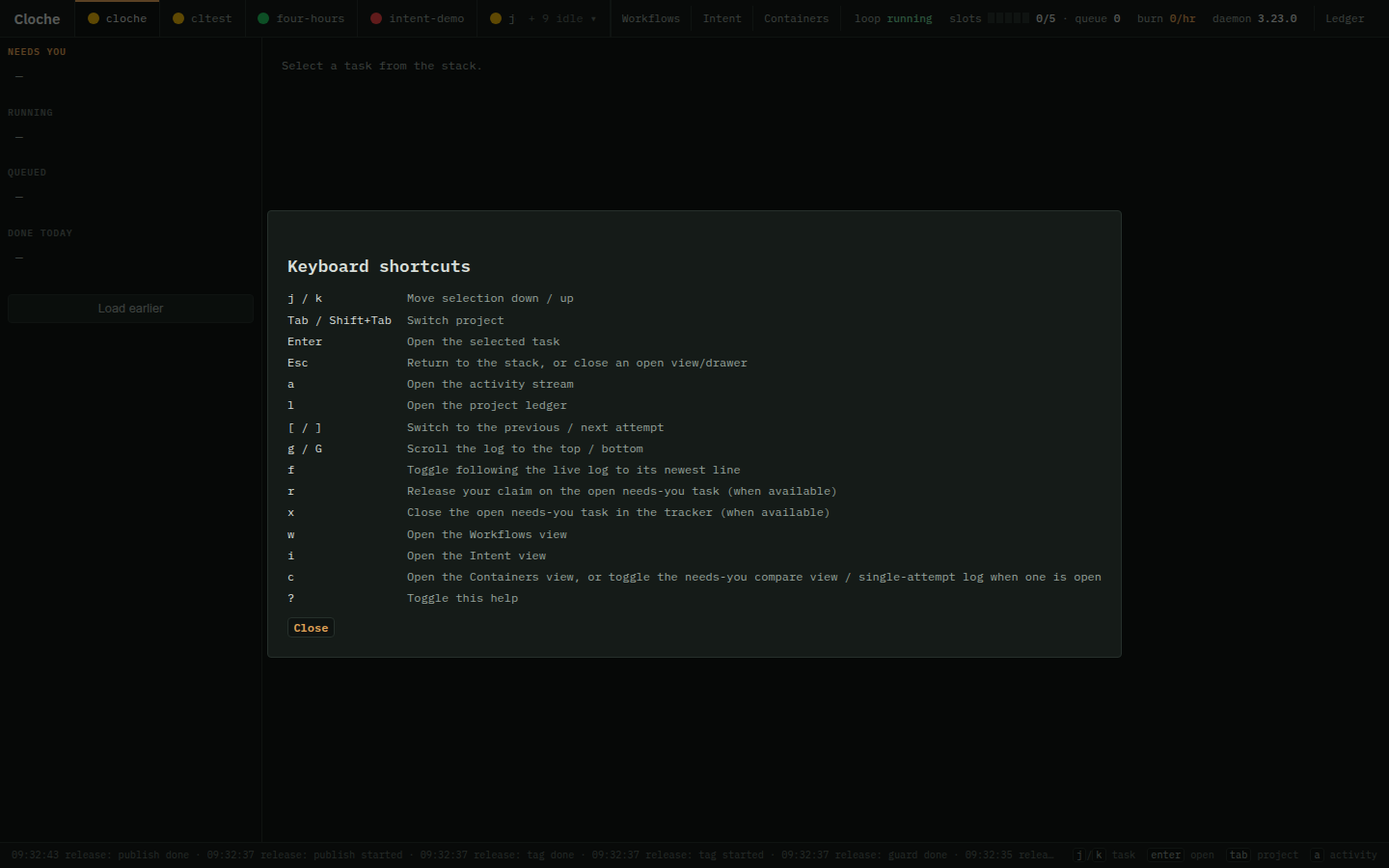 The keyboard shortcuts overlay
